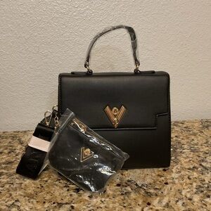 Valentino Orlandi Black Satchel with Wallet/Pouch NWT